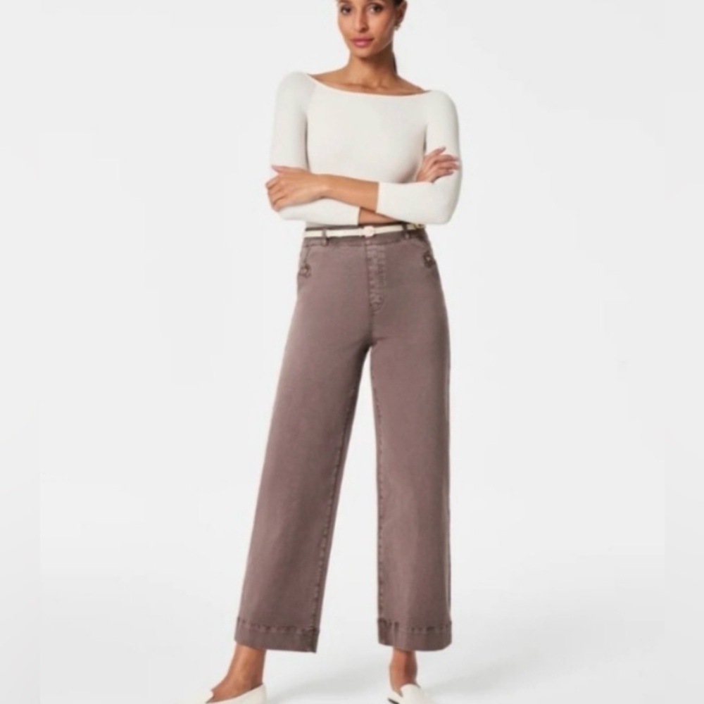 Spanx Smoke Cropped Wide-Leg Stretch Twill Pants Size 1X New without Tags